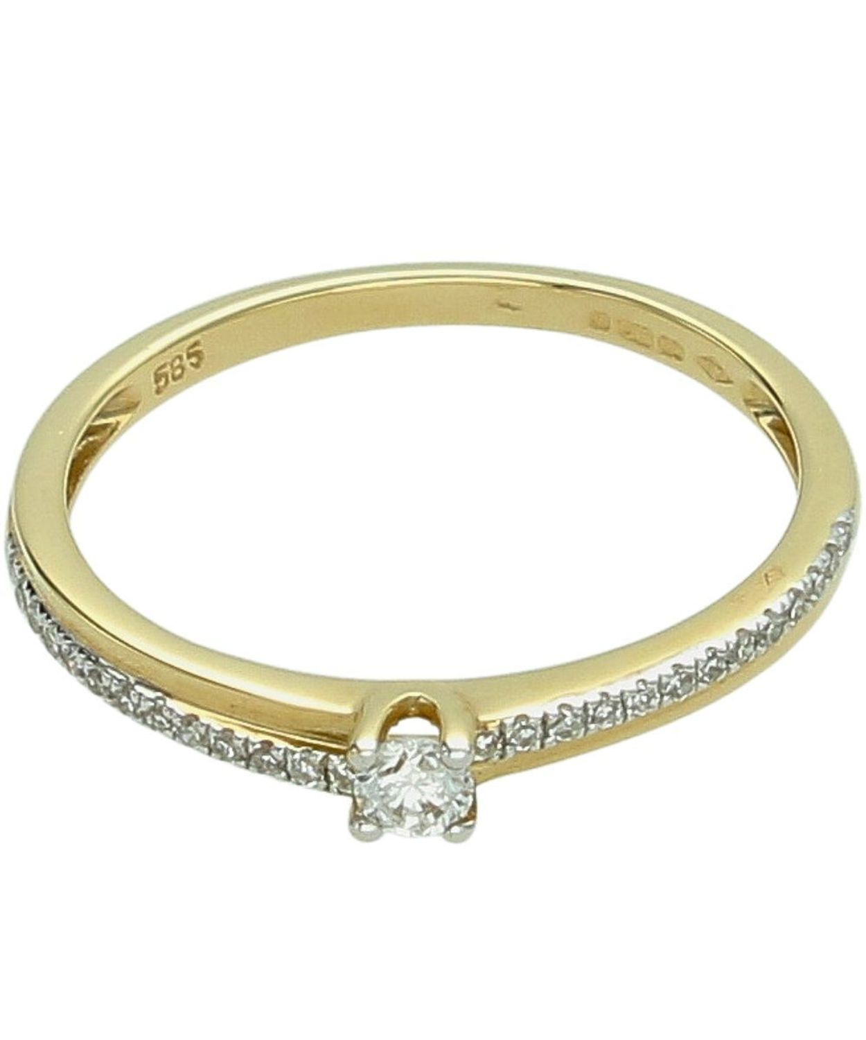 Pierścionek zaręczynowy złoty 585 z diamentami   Diament 0,10 ct + 26 diamentów  Certyfikat diament.jpg